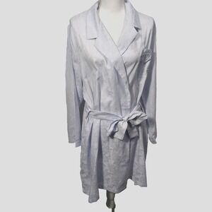 MISS ELAINE Size XL Wrap Robe Brocade Embroidered Long Sleeve Belted Pockets